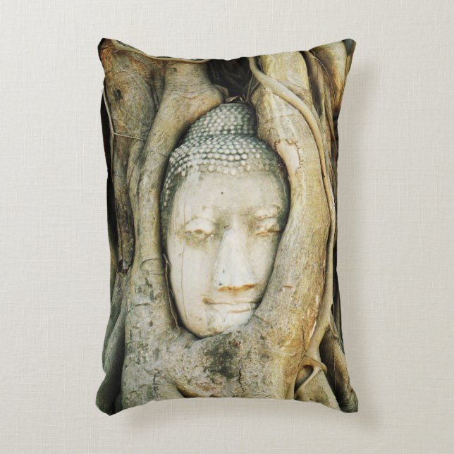 Buddha Head in the Fig Tree .. Ayutthaya, Thailand Decorative Cushion (Front(Vertical))