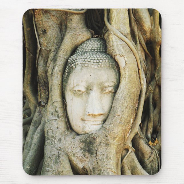 Buddha Head in the Fig Tree .. Ayutthaya, Thailand Mouse Mat (Front)