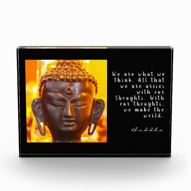 Buddha Head Statue and Quote Photo Block (Front)