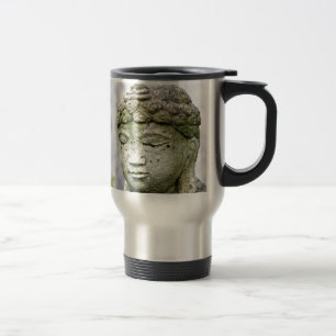 Buddha head statue travel mug