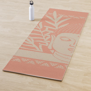 Buddha Head with Palm - Coral + Dove Yoga Mat