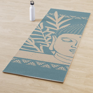 Buddha Head with Palm - Peacock + Dove Yoga Mat