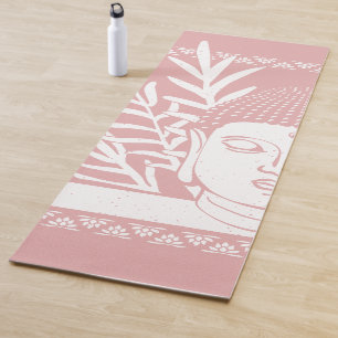 Buddha Head with Palm - Rose + Snow Yoga Mat