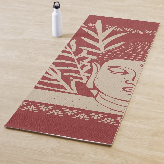 Buddha Head with Palm - Ruby + Dove Yoga Mat (In Situ)