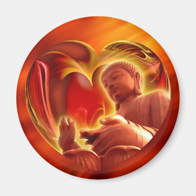 BUDDHA Heart | fire red Magnet (Front)