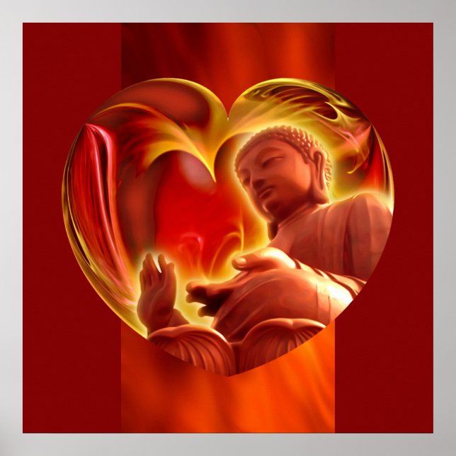 BUDDHA Heart | fire red Poster (Front)