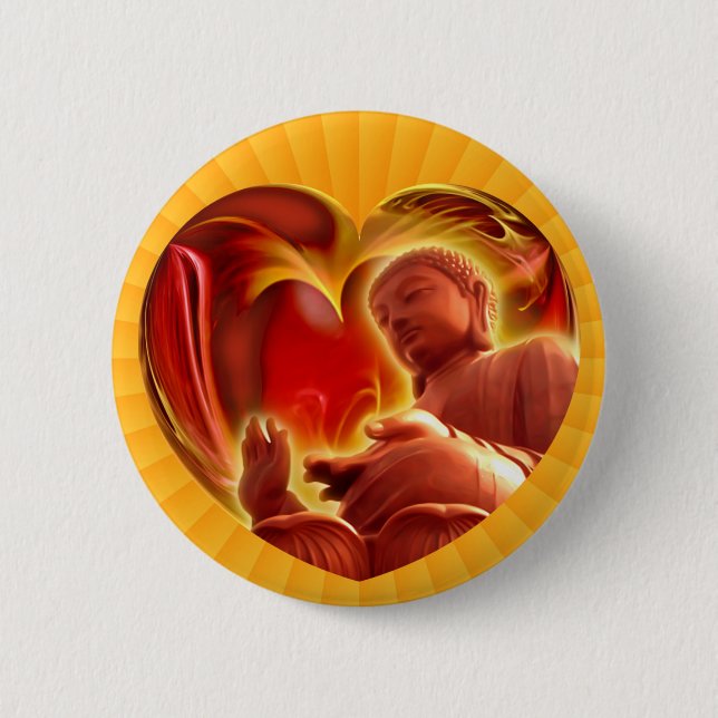 BUDDHA Heart | yellow radial 6 Cm Round Badge (Front)