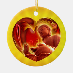 BUDDHA Heart   yellow shine Ceramic Tree Decoration