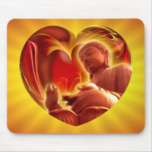 BUDDHA Heart   yellow shine Mouse Mat