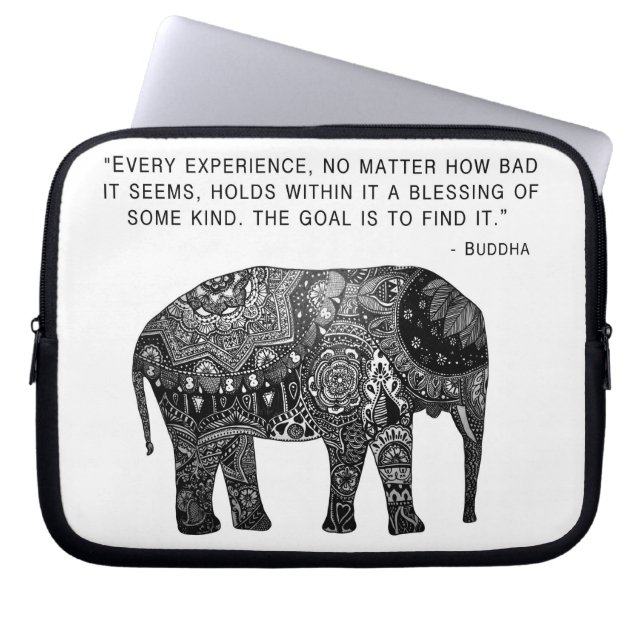 Buddha Henna Elephant Wisdom Laptop Sleeve 10 Inch (Front)