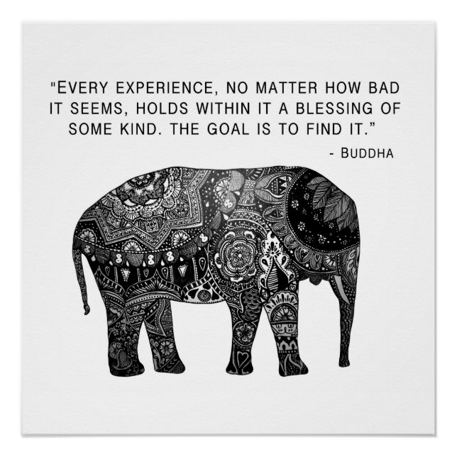 Buddha Henna Elephant Wisdom Poster (Front)
