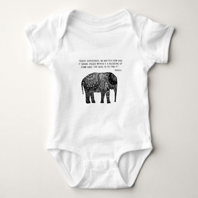 Buddha Henna Wisdom Elephant Baby Bodysuit (Front)