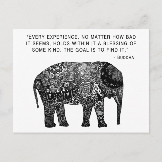 Buddha Henna Wisdom Elephant Postcard (Front)