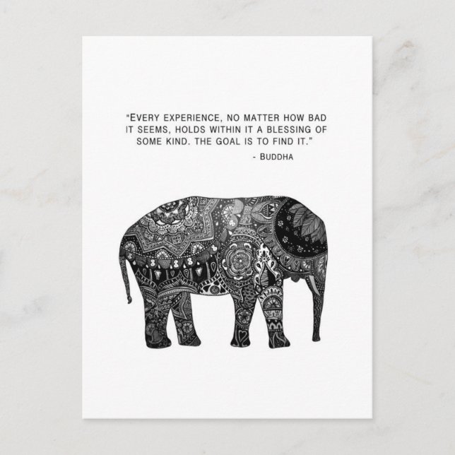 Buddha Henna Wisdom Elephant Postcard (Front)
