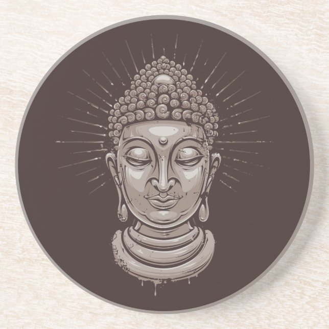 Buddha Illustration sandstone coaster (Front)