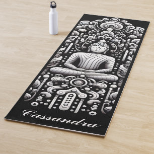 Buddha in black and white  yoga mat
