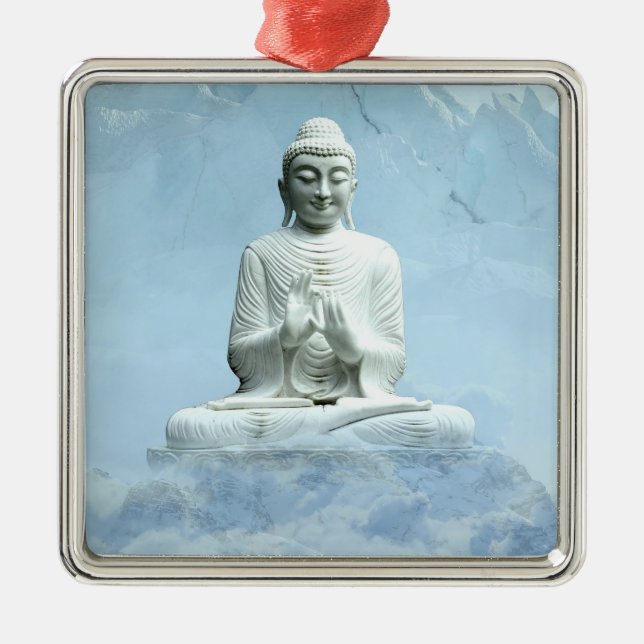 Buddha in Clouds Metal Tree Decoration (Front)