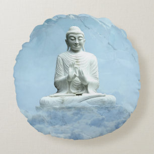 Buddha in Clouds Round Cushion