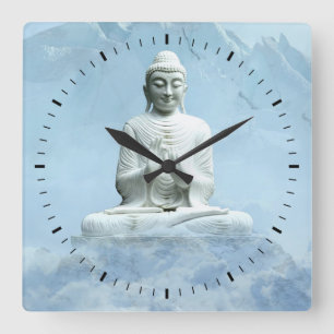Buddha in Clouds Square Wall Clock