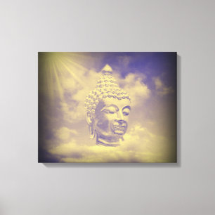buddha in colored clouds with artificial sun canvas print