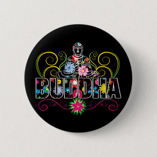 Buddha in Flowers 6 Cm Round Badge