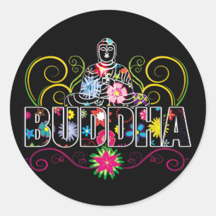 Buddha in Flowers Classic Round Sticker