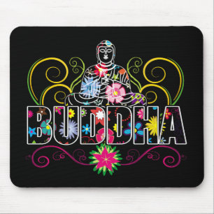 Buddha in Flowers Mouse Mat