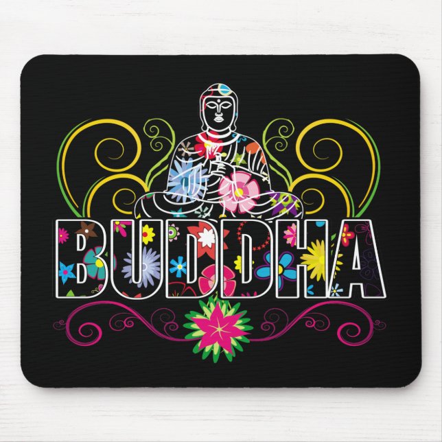 Buddha in Flowers Mouse Mat (Front)