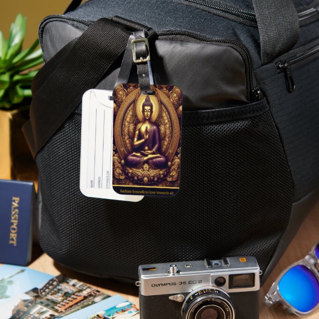 Buddha in gold relief.  luggage tag (Front & Back)