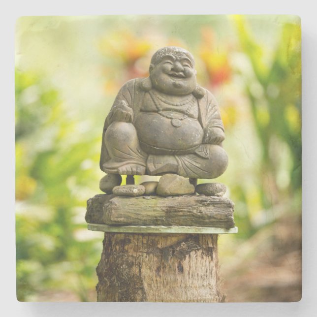 Buddha in Hawaiian Garden Stone Coaster (Front)