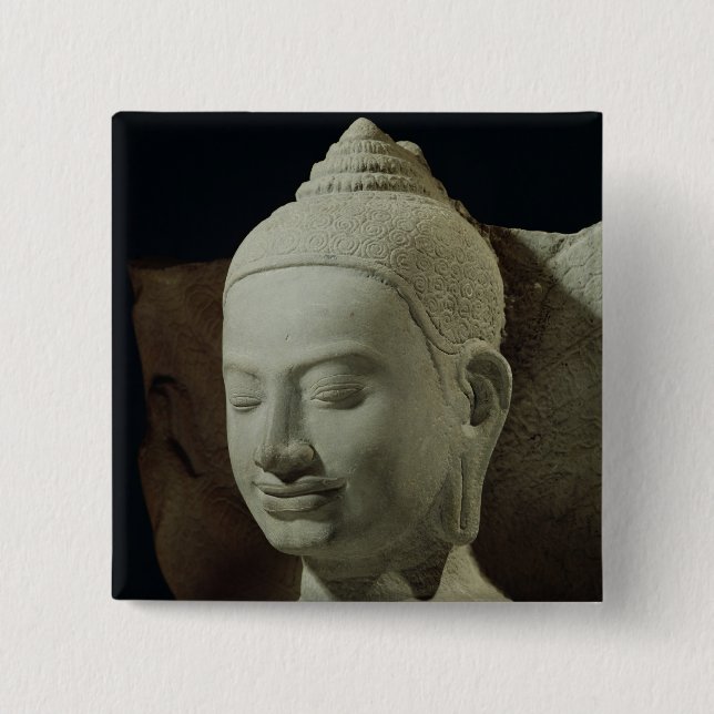 Buddha in Meditation on the Naga King, 15 Cm Square Badge (Front)