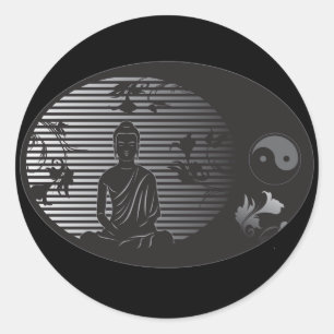 Buddha in Oval Classic Round Sticker