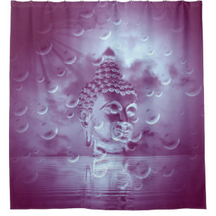 buddha in purple shower curtain