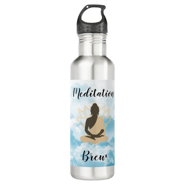 Buddha in the Clouds Meditative 710 Ml Water Bottle (Front)