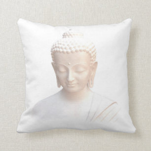 Buddha In White Serene Meditative And Calm Cushion