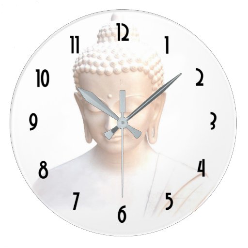 Image of Buddha In White | Serene Meditative And Calm Large Clock