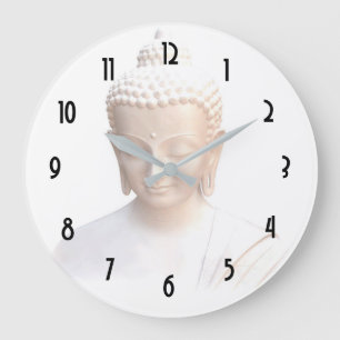 Buddha In White Serene Meditative And Calm Large Clock