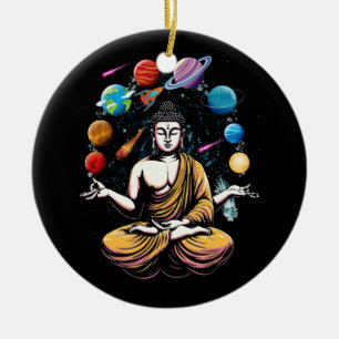 Buddha Juggling Space Planets Zen Yoga Meditation Ceramic Tree Decoration