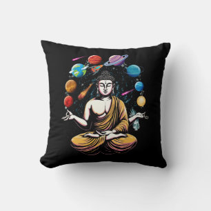 Buddha Juggling Space Planets Zen Yoga Meditation Cushion