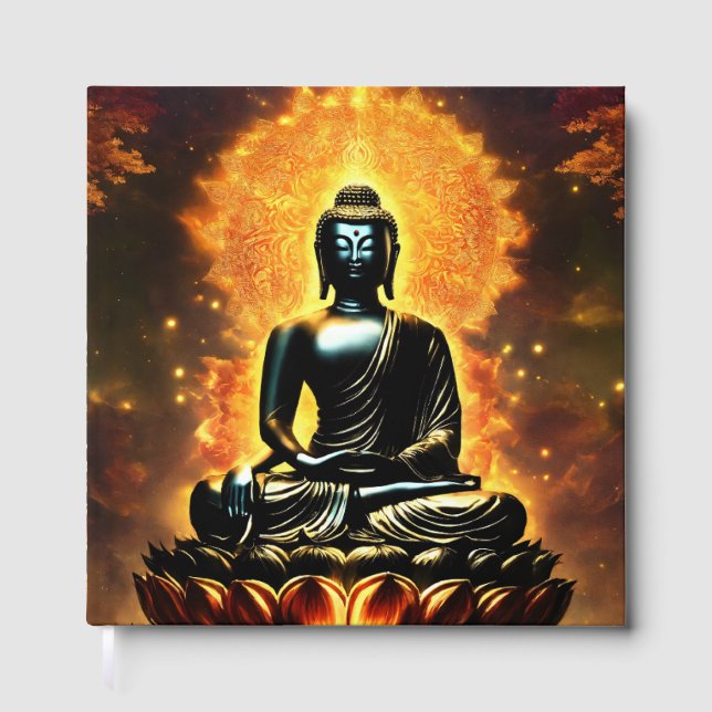 Buddha Logo White Lined Guest Book (Front)