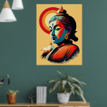 Buddha Lord Retro Pop Art Portrait Poster<br><div class="desc">Buddha Lord Portrait in the Sun,  created on Retro Pop Art Style Design. Original Vector Illustration Copyright BluedarkArt TheChameleonArt.</div>