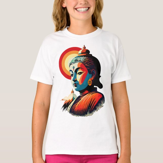 Buddha Lord Retro Pop Art Portrait T-Shirt (Front)