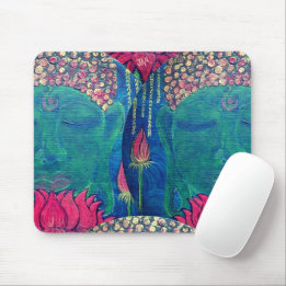 Buddha Lotus green meditation Buddhism Mouse Pad