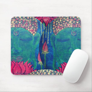 Buddha Lotus green meditation Buddhism Mouse Pad
