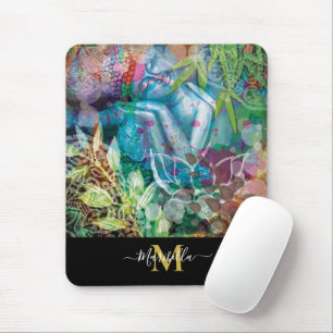 Buddha Lotus Mandala Personalise Monogram Boho Mouse Mat