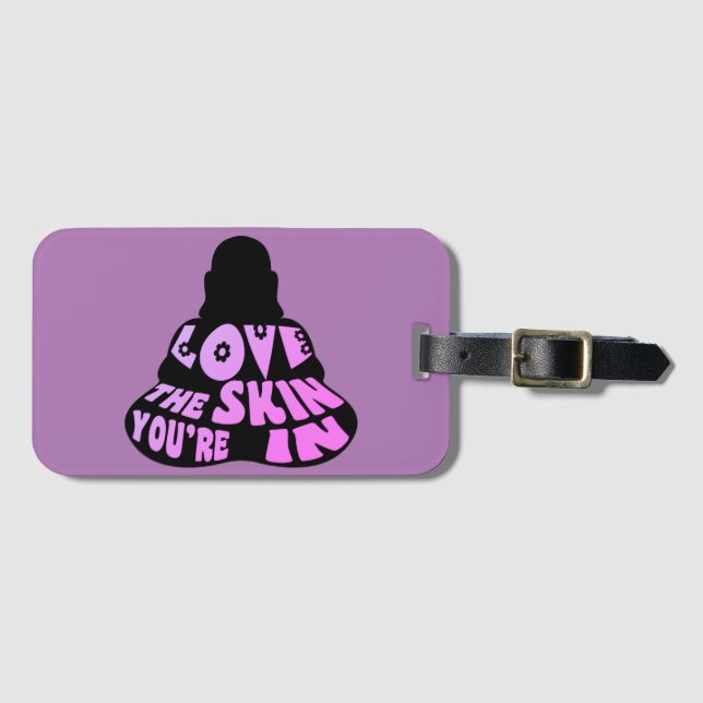 Buddha Love Purple Luggage Tag (Front Horizontal)