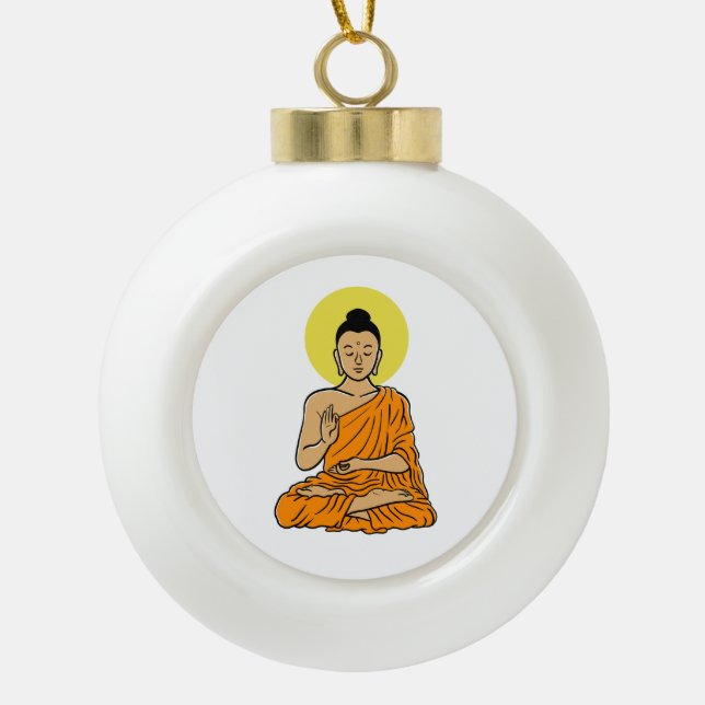 Buddha magnet ceramic ball christmas ornament (Front)