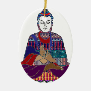 BUDDHA Mahatma Buddhism Kind peace LOVE LIGHT Ceramic Tree Decoration