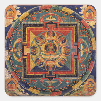 Buddha Mandala Antique Reproduction Thanka Square Sticker