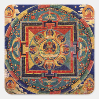 Buddha Mandala Antique Tibetan Thanka Square Sticker